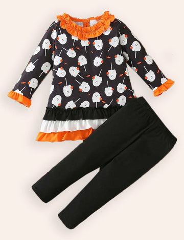 Halloween Printed Lace Set